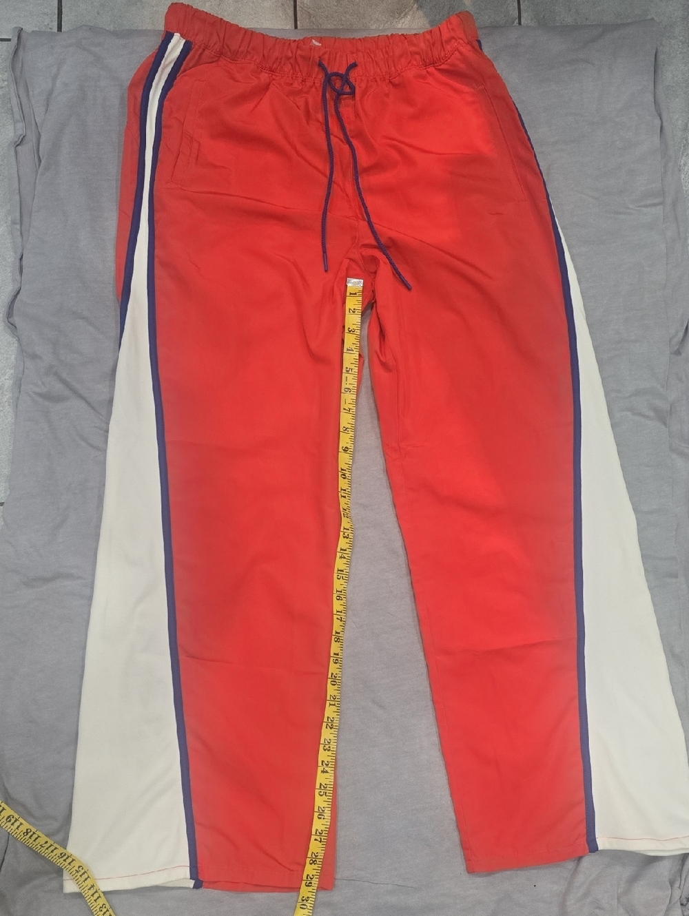 FP Movement by Free People Red Track Pants with White Side Panels and Navy Trim